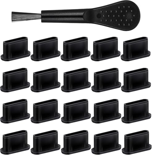 USB C Plug Cover Dust Plug, Black, Silicone, 20 Pcs