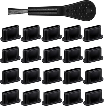 USB C Plug Cover Dust Plug, Black, Silicone, 20 Pcs