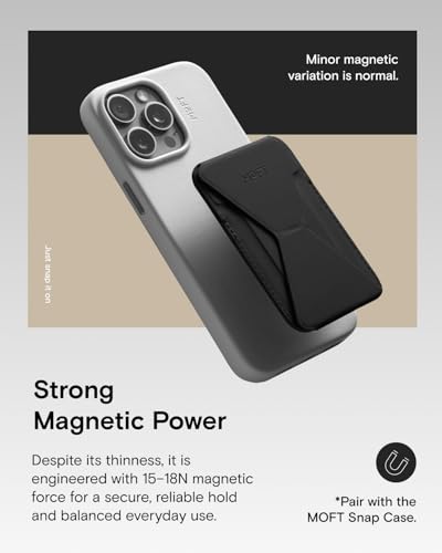MOFT Magnetic Wallet Stand Compatible with iPhone 17/16/15/14/13/12 Series, Angle Adjustment & Magsafe Compatible MOVAS Phone Stand,Jet Black - color: Jet Black, size: Standard
