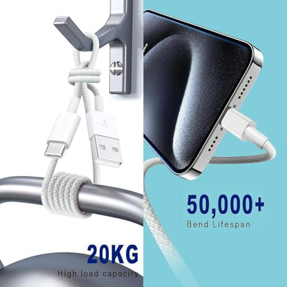 6FT USB C CarPlay Cable Compatible for IPhone 17/16E/16/15, 17Air, 15 16 17 Pro Max, Plus Charger Charging Cord, 2pack USB A to USB C Woven Cable for AirPods 4, AirPods Pro (2nd/3rd Gen) Charger Cord - size: 6FT, style: USB A to USB C 2pack