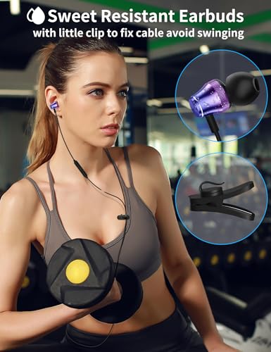 Wired Earbuds for Chromebook Laptop PC,3.5mm in Ear Headphones for Kindle - color: Purple Rose