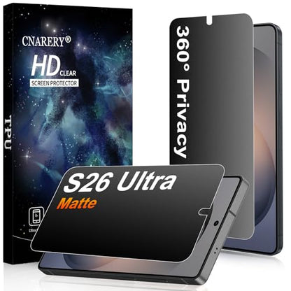 2 Pack 4 Way 360 ° Matte Privacy Screen Protector for Samsung Galaxy S26 Ultra 6.9 Inch [Not Glass], Anti-Scratch, Anti-Glare, Support Fingerprint Unlock - size: Samsung Galaxy S26 Ultra