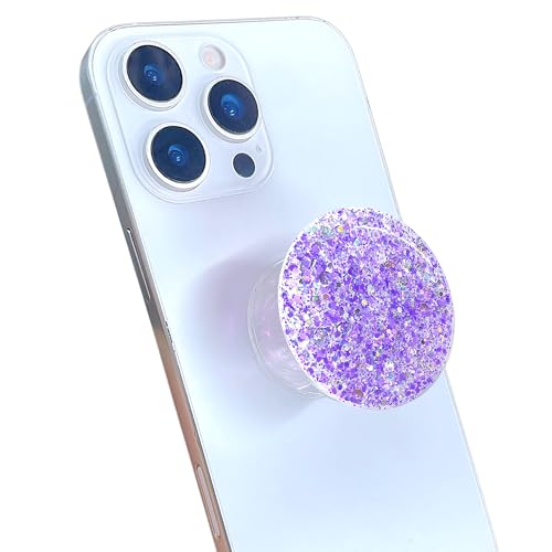 Stretchable Phone Stand, Suitable for Circular Foldable Phone Accessories for Mobile Phones and Tablets- Transparent Shine(Starlight Purple) - color: Starlight Purple
