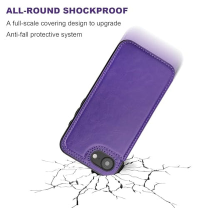 ONETOP for iPhone 17e/16e Wallet Case with Credit Card Holder,Purple | Kickstand,ID/Cash Holder,Case Wallet with Card Slots,Double Magnetic Clasp,Durable PU Leather Shockproof Cover for Women Men - color: Purple