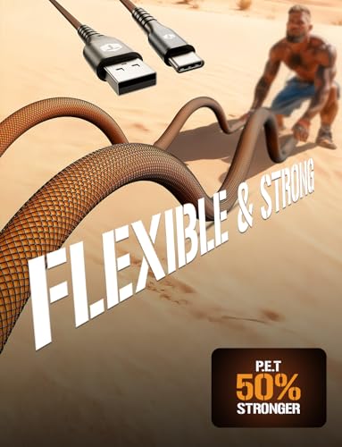 ToughTested 8ft USB to USB-C Cable, Braided 3A Fast Charging