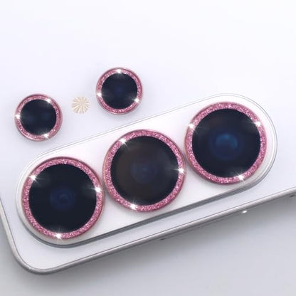 for Samsung Galaxy S26 Ultra Camera Lens Protector, Bling Glitter Metal Ring Tempered Glass Lens Cover Accessories (Pink) - color: Pink