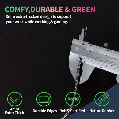 RGB Gaming Mouse Pad-14 Light Modes, Extended Soft LED Mouse Pad, Anti-Slip Rubber Base, Computer Keyboard Large Mousepad Mat, Waterproof Mousepads (31.5 * 12 Inch) - color: Black-B