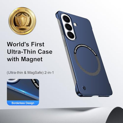 Frameless Slim Case for Samsung Galaxy S26, Silky Touch, Hard PC Matte Back, Exposed Sides Compatible with Mag-Safe, Anti-Scratch Shockproof Protective Cover for Samsung S26 5G (Blue) - color: Blue
