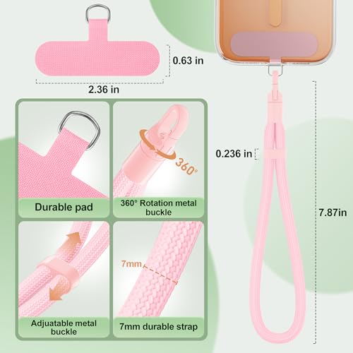 SHANSHUI Phone Lanyard Wrist Strap, Adjustable Wristlet Strap for Around The Hand With Tether Tabs Compatible for iPhone Android Smartphones-4PCS Black Pink - color: Black+multi-color Pink