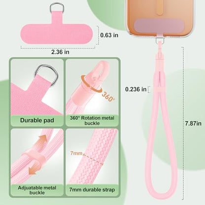 SHANSHUI Phone Lanyard Wrist Strap, Adjustable Wristlet Strap for Around The Hand With Tether Tabs Compatible for iPhone Android Smartphones-4PCS Black Pink - color: Black+multi-color Pink