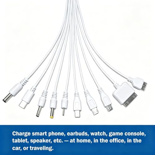 10 in 1 Multi USB Charging Cable for Phones MP3 Speaker & More - color: White