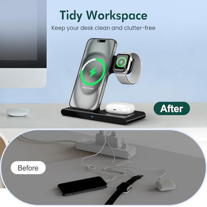 Wireless Charger Fast Charging Station 3 in 1 Charger Stand for Table