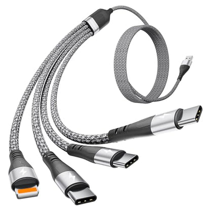 SIQIWO 4 in 1 Multi Charger Cable, 2 Pack/ 4FT/ 3A Fast Charging Cord