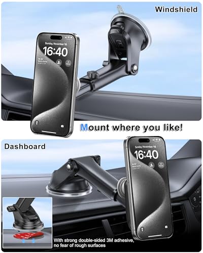 for Pop Socket Car Mount, Suction Cup Socket Grip Holder for Car with Strong 3M Sticky Adhesive, Dashboard Windshield Car Phone Holder Works for Popsocket, Fits All Smartphones with Pop Grip - style: Suction Cup