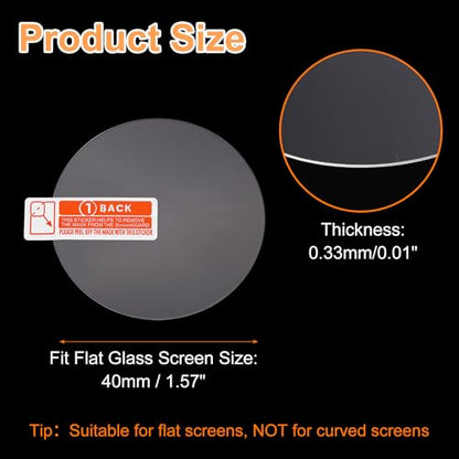 HARFINGTON 4pcs Watch Glass Screen Protector 40mm 9H Tempered Glass HD Clear Curved Edge Anti-Scratch Waterproof Round Smart Watch Dial Crystal Face Protective Film with Accessories - size: 40mm