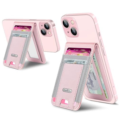 For Magsafe Wallet Stand, 10 Cards Holder, RFID Blocking | Strongest Magnetic Wallet for iPhone 17/16/15/14/13/12 Series, Adjustable Stand, ID Window, 4 Card Slots, Vegan Leather, Pink - color: Pink