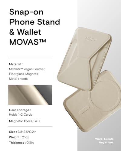 MOFT Magnetic Wallet Stand Compatible with iPhone 16/15/14/13/12 Series, Angle Adjustment & Magsafe Compatible MOVAS Phone Stand,Earthen Beige - color: Beige, size: Standard