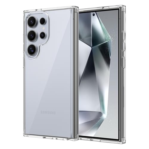 for Samsung Galaxy S24 Ultra Case Clear, Anti-Yellowing 6.8 Inches Slim Fit Heavy Duty Protection Wireless Charging Lightweight TPU and PC Shockproof Anti-Slip Transparent Protective Phone Cover - color: Clear