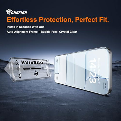 OneFish Screen Protector Privacy Glass for iPhone Air [6.5 Inch] ，2 Pack | Airbag Edge Protection, Anti Spy Private Tempered Film with Installation Frame, 9H Glass Scratch Resistant, Easy Installation - size: iPhone 17 Air
