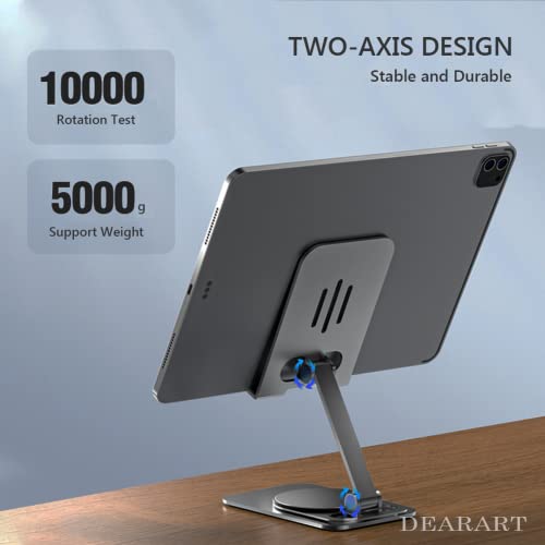 DEARART Grey Cell Phone Stand, 360° Adjustable Phone Stand for Desk, Foldable Phone Holder Fully Carried Easily, Disc Base - color: Grey ( Disc Base )