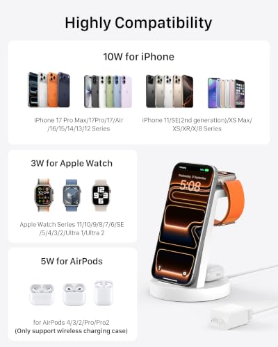 Anlmz 3 in 1 Charging Station - Wireless Charger for Apple Multiple Devices - color: White