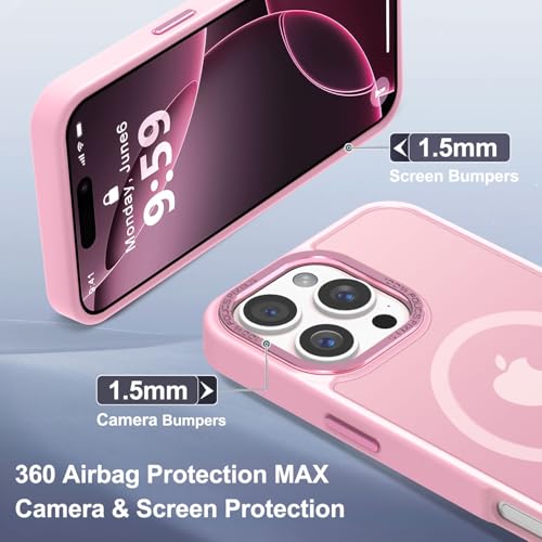 Newfuture Magnetic for iPhone 16 Pro Case Matte Shockproof, Chalk Pink | Military Drop Protection, Slim Matte Anti-Fingerprint, Compatible with Magsafe, Camera Guard, Translucent Protective Cover - color: Chalk Pink, size: iPhone 16 Pro 6.3 inch