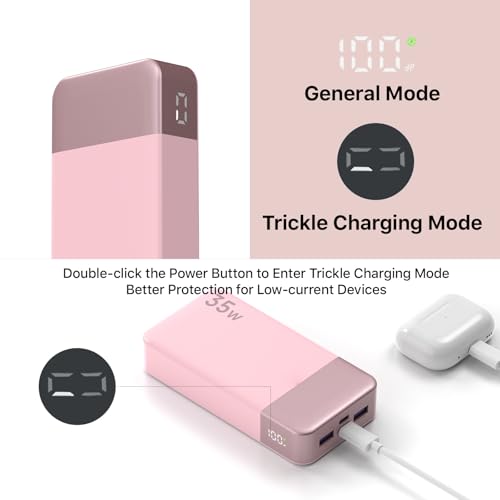 NOBIS Portable Charger 35W 20000mAh Power Bank Fast Charging - color: Pink