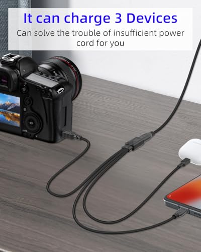3 in 1 USB C Splitter Charge Cable, Type C Female to Micro USB and Mini USB and Type C Male Charging Cables,Multi USB-C Splitter Cable Only Support Charging(1FT/2 Pack)