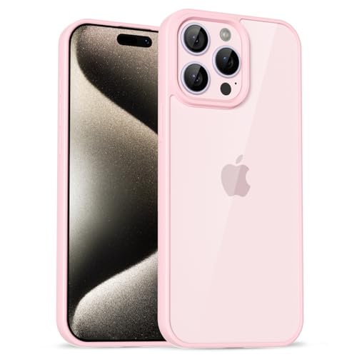 for iPhone 15 Pro Max Case Clear, Cute Transparent 15 Pro Max Phone Case Hard Shell & Soft Silicone Bumper & Clear Back, Acrylic Plastic TPU Non Yellowing Phone Cover for Women, Light Pink - color: Light Pink, size: 15 Pro Max