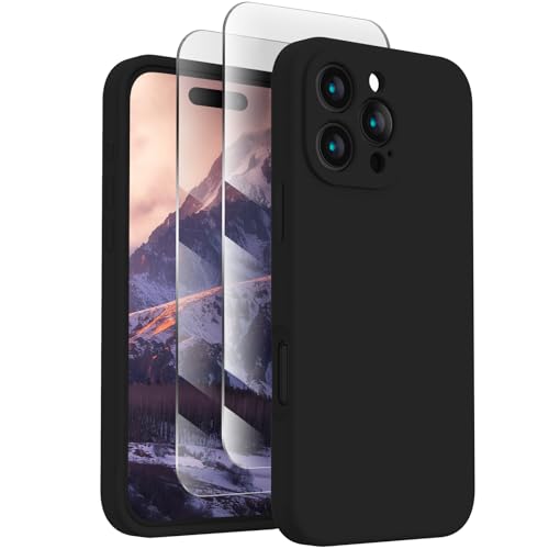 FireNova Designed for iPhone 16 Pro Case, Silicone Upgraded [Camera Protection] Phone Case, Soft Anti-Scratch Microfiber Lining Inside, 2024, Black - color: Black, size: Iphone 16 Pro