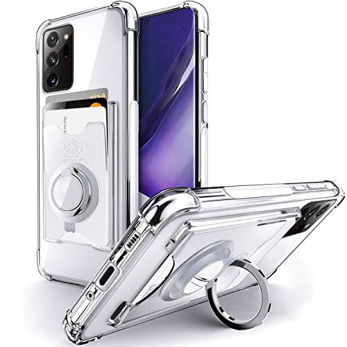 Shields Up for Samsung Galaxy Note 20 Ultra Case with Card Holder, Clear | Minimalist Wallet Case, 3 Card Slots, 360° Rotation Ring Stand/Kickstand, [Drop Protection] Slim Protective Cover - size: Galaxy Note 20 Ultra