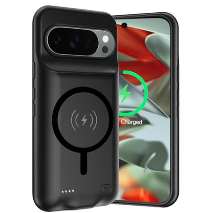 Battery Case for Google Pixel 9 Pro XL/ 10 Pro XL,10000mAh Rechargeable Portable Charging Case with Wireless Charging Compatible for Google Pixel (6.8 inch) Extended Battery Pack Charger Cover (Black) - size: Google Pixel 9 Pro XL/ 10 Pro XL