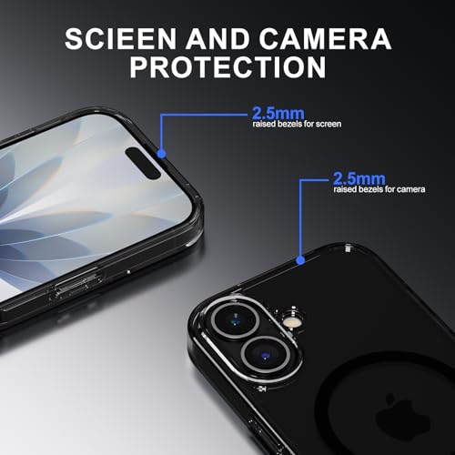 PAUL B for 2025 iPhone 17 Case (Compatible with MagSafe) Military Grade Drop Protection(Drop Tested up to 13FT) Anti Yellowing | Magnetic Rugged Shockproof Phone Cover (Clear Black, iPhone 17) - color: Clear Black, size: iPhone 17