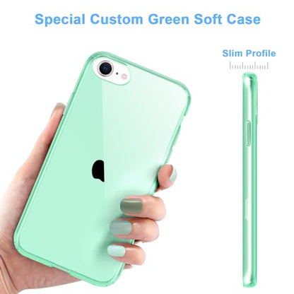 JJGoo Compatible with iPhone SE Case 2022/2020, Compatible with iPhone 7 8 Case Clear Soft Transparent Shockproof Protective Slim Thin Bumper Phone Cover, Green - color: Green