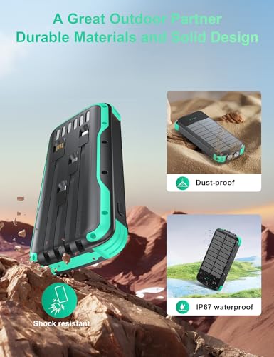 Solar Power Bank 40000mAh PD20W Fast Charging Portable Solar Charger - color: Green