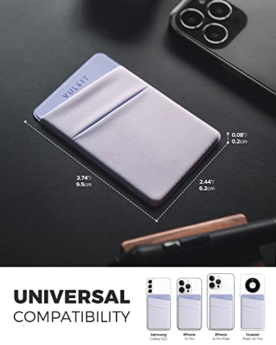 VULKIT Phone Card Holder Slim Elastic Adhesive Phone Wallet Credit Card Sleeves Sticker for Back of Smartphone(Lilac) - color: Lilac