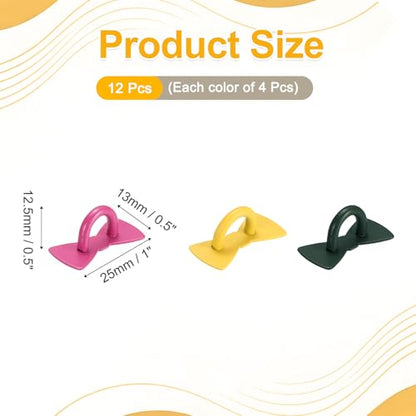 12Pcs Phone Ring Holder 1x0.5 Adhesive,Yellow/Green/Rose Red