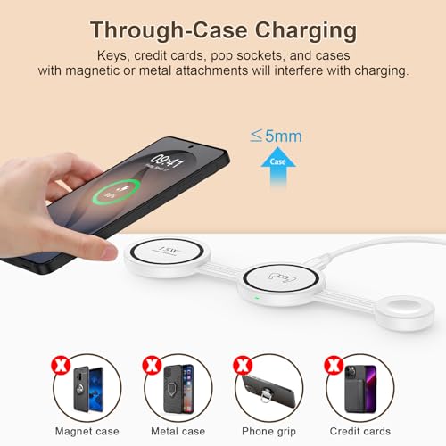 Foldable 3 in 1 Wireless Charging Station, Travel Charger Pad for Samsung