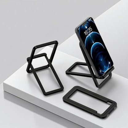 1 Pack Portable Phone Stand for Desk, Cell Phone Stand Foldable Aluminum Cell Phone Holder for Pocket Travel Office Desktop Compatible with iPhone 17 16 15 14 13 12 11 Samsung (Black) (1)