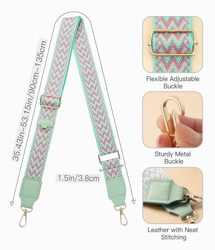 TiMOVO Clip and Go Phone Strap Crossbody with Leather Wallet, Adjustable Anti-Theft Lanyard with Pouch for Most Phone Case - color: W Stripe Green
