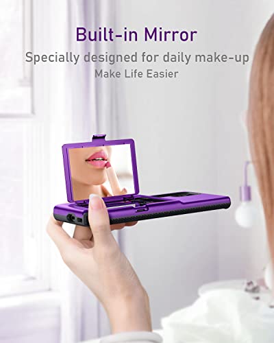 WeLoveCase for Samsung Galaxy S22 Ultra Wallet Case with Credit Card Holder & Hidden Mirror, All-Round Protection Shockproof Phone Cover Designed for Samsung Galaxy S22 Ultra, 6.8 Inch Purple - color: Purple