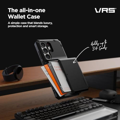 VRS DESIGN Damda Glide Pro for Samsung Galaxy S26 Ultra Case (2026), [US Patented] Semi-Auto Card Holder Wallet Case [4 Cards], Heavy Duty Rugged Shockproof Protective Cover (Liberty Black) - color: Liberty Black