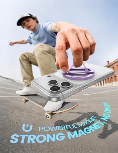 Lamicall Lavender Comfortable Magnetic Phone Finger Loop Grip for MagSafe - color: Lavender - Zinc Alloy - Silicone Grip