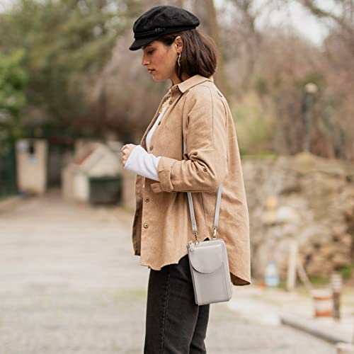S-ZONE Small Crossbody Bags for Women Phone Purse RFID Blocking Wallet | Card Slots, Vegan Leather, Anti-theft, Multi Pockets, Detachable Adjustable Strap, Travel Eveyday Outing - color: Beige