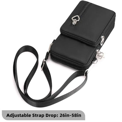 Small Crossbody Bag for Women - Mini Phone Purses with Crossbody Strap and Wallet - Nylon Arm Bag - color: A-black