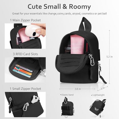 Clip and Go Strap for Phone with Wallet Crossbody Cell Phone Lanyard Suitable for Keys Bank Cards Headphones - color: Black