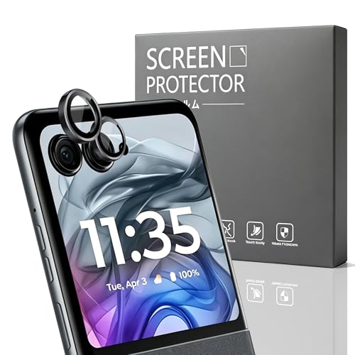 1 Pack Camera Lens Frame for Motorola Razr 2024, 9H Glass Screen Protector Anti-Scratch, Tempered Glass Metal Individual Camera Cover Accessories,Black - size: for Moto Razr 2024