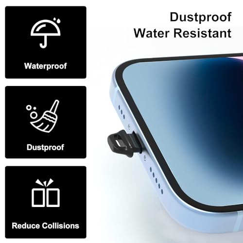 20 Pcs Lightning Dust Plugs for iPhone 14 Pro Max/13/12/11 and AirPods, iPhone Port Charger Plug Protector Cover with Cleaning Brush Lanyards, Easy-Grip Tab - size: iPhone Port