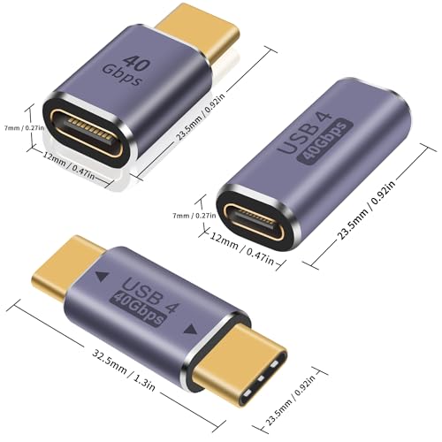 Duttek USB C Extender Adapter, USB C Coupler 40Gbps,100W PD and 8K@60Hz Video Display, Type C to Type C Adapter for Steam Deck, MacBook,Thunderbolt ect (3 Pack) - style: Three Styles USB C Adapter