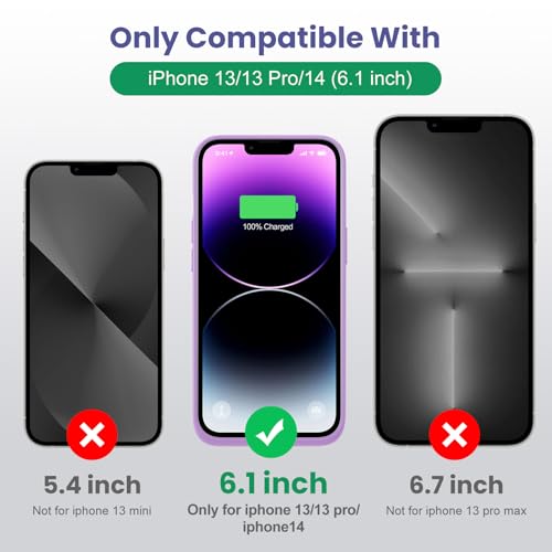 Feob Battery Case for iPhone 13/13 Pro/14,[2025 Upgraded] 7500 mAh Ultra-Slim Portable Extended Charger Cover for iPhone 13/13 Pro/14 Charging Case (6.1 Inch)-Purple - color: Purple